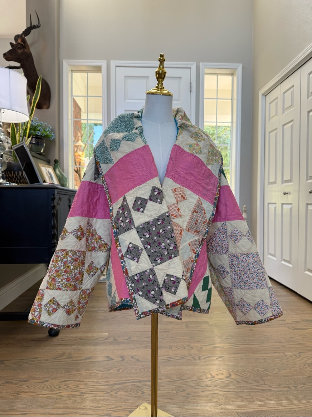 Vintage Patchwork Quilted Jacket - Pink Multi